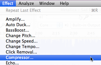 Audacity | Mac | Effect >> Compressor