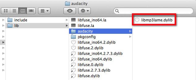 lame for audacity mac install location