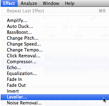 Audacity: Need Distortion? Use Leveller (Mac OS X)