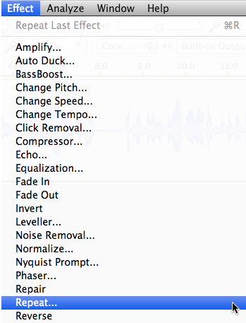 Audacity: Loop, Repeat, Loop, Repeat (Mac OS X)